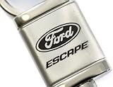 Ford Escape Satin-Chrome Valet Key Fob Authentic Logo Key Chain Key Ring Keychain Lanyard