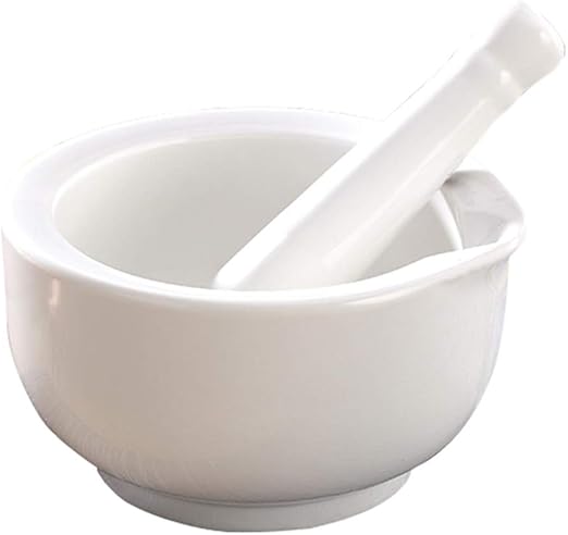 Amazon Com Mortar And Pestle Set White Solid Ceramics Polished Appearance Rough Interior Kitchen Creative Gadget Multi Function Grinder Manual Smasher Crush Pot Color White Size Large Kitchen Dining