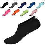 EQUICK Water Socks Durable Aqua Fins Barefoot Shoes New Version Updated Size Beach Pool Swim Surf Yoga Exercise,CTF03,black,M