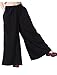 Mordenmiss Women's Linen Wide Leg Elastic Waistband Pants with Pockets Large Black