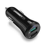 UGREEN Fast Car Charger Adapter, 30W 5.4A Dual USB Quick Charge QC 3.0 3A and iSmart 2.4A USB Compatible for iPhone 11 Pro Max 8 Plus 7 6, iPad, Galaxy S10 S10 Plus S8 Plus S9 S7 Note 8, LG V20 G6