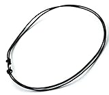 Sturdy Beach Choker Surf Necklace Adjustable Genuine 2mm Round Black Leather Cord 16-32