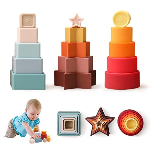 Baby Soft Stacking Block Toys Nesting Shape Sorter, Montessori Toys for