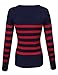 makeitmint Women's V-Neck Stripe Pull Over Knit Sweater Top