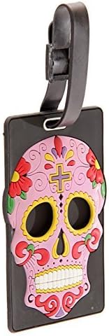 Skull Luggage Tag (Day Of The Dead) by Lauren Billingham