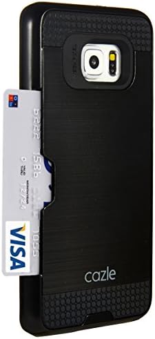 Galaxy S6 Edge Plus, Dual-layer Heavy Duty Matte Rugged Protective Cover Case with Credit Card Slot Holder for Samsung Galaxy S6 Edge Plus by Cazle (Black)