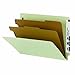 Smead End Tab Classification File Folders with SafeSHIELD Fasteners, Letter Size, Straight Cut, 2 Dividers, Gray/Green, 10 Per Box (26810)