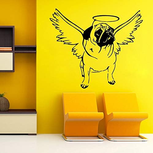 Pug Dog Halo Angel Wings Cute PVC Wall Stickers Decal Decor for Bedroom 66x57cm
