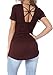 levaca Women's Short Sleeve Criss Cross Backless Hi Low Casual Loose Tees