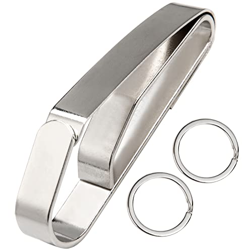 GYGYL Tactical Stealth Key Ring Holder for Police and Fire Agencies Duty Belt, Quick Release Key Holder with 2 Detachable Keyring for Max 2.25 Inch Belt-Silvery