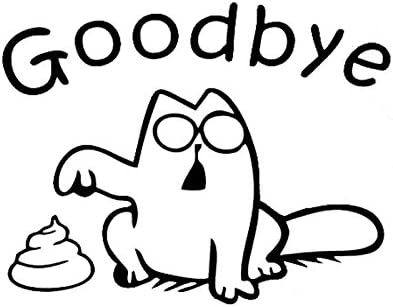 "Goodbye" Simon's Cat Funny Sticker Decal Toilet Bathroom Bath Tile Decoration Accessories Black