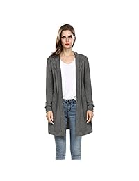 Cárdigan largo para mujer, liviano, abierto, frontal, de punto, tallas regulares, con bolsillo