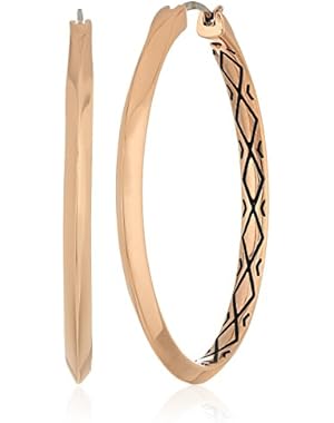 Womens Etched Signature Hoop Earrings