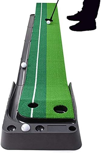 YINGJEE Golf Putting Mat Indoor, Golf Putting Green Outdoor 10ft, Portable Golf Trainer Practice Putting Mat with Auto Ball Return System, Training Aid Equipment Improve Your Batting Skills and Score