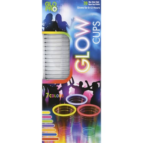 Glo Pro NEON GLOWING PARTY CUPS 16 oz LED Blacklight Multi Color Light Up Cups Blacklight Party Glow Sticks Glow Party Glow In The Dark Party Decorations Party Supplies