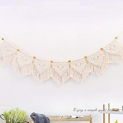Macrame Banner White Macrame Wall Decor Hamging Woven Banner