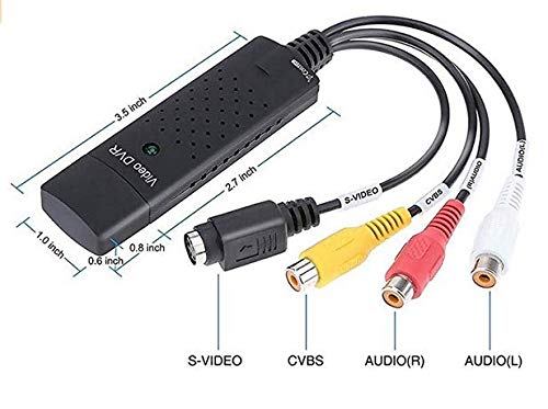 Jancane USB 2.0 Audio/Video Converter - Video Capture Card Digitizes Video from Any Analog Source Including VCR, VHS, DVD