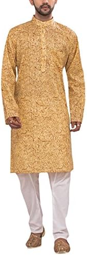 RC Ethnic Brown Full Sleeves Printed Kurta & Pyjama Set For Men