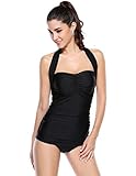 Kathlena 50s Elegant Inspired Retro Vintage One Piece Pin Up Monokinis Swimsuit(FBA)