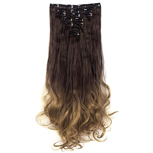 3-5 Days Delivery 7Pcs 16 Clips 24 Inch Wavy Curly Clip in on Double Weft Hair Extensions