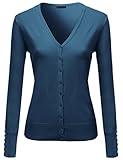 Awesome21 Women's Basic Solid V-Neck Button Closure Long Sleeves Sweater Cardigan