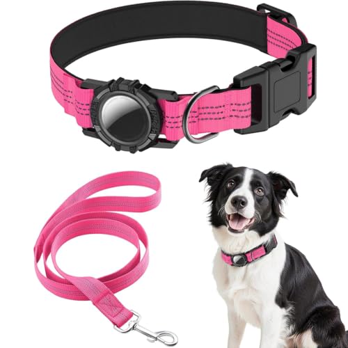 HDDTTZ AirTag Dog Collar and Leash, IP68 Waterproof Integrated at Amazon