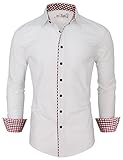 Tom's Ware Mens Fashion Casual Inner Plaid Long Sleeve Button Down Shirt