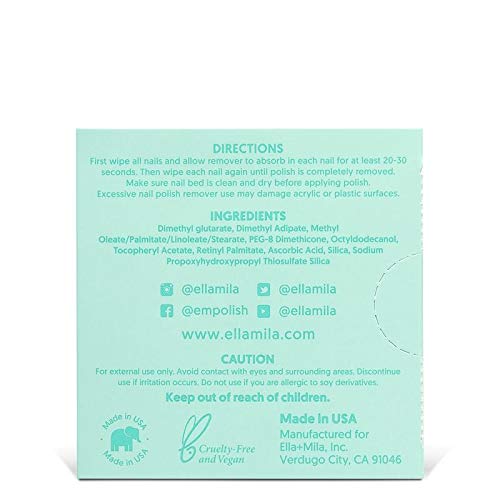 Ella+Mila Soy Nail Polish Remover Wipes - Acetone Free Unscented, Vitamin A, C, E Oil (5-Pack)
