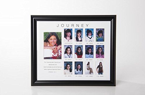 Journey, School Days Picture Frame, School years photo frame, Verse: For I know the plans I have for you declares the Lord Jeremiah 29:11, Holds 1 - 4x6 photo and 12- 2x3 photos