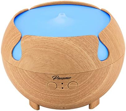 Paxamo Essential Oil Diffuser, 600ml Aromatherapy Diffuser with Wood Grain,Ultrasonic Cool Mist Diffusers, Aroma Humidifier with 7 Color LED Light Waterless Auto Shut-off for Home Office Bedroom