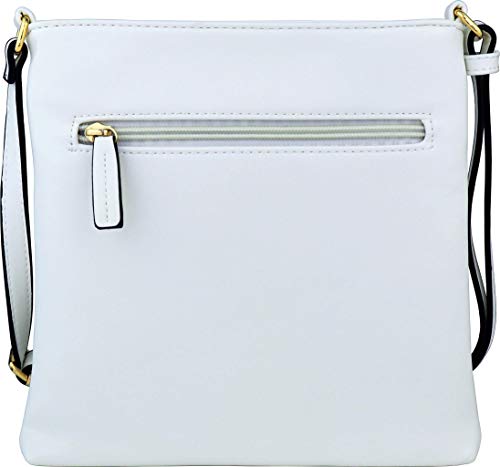 B BRENTANO Vegan Medium Crossbody Handbag Purse (White.)