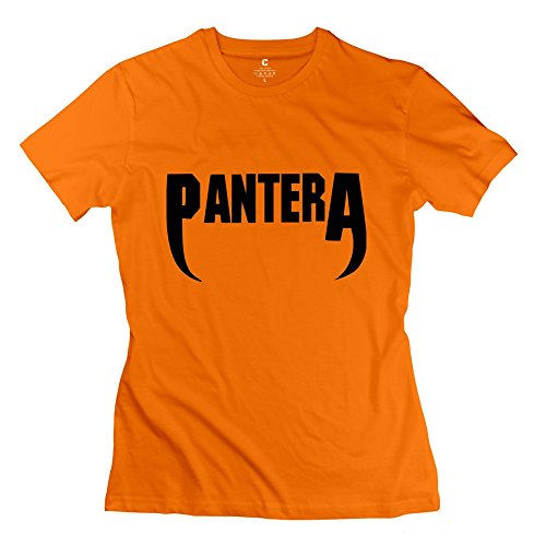 Womens-Pantera-Band-Oneck-100-Cotton-Tshirt-Size-L-Orange