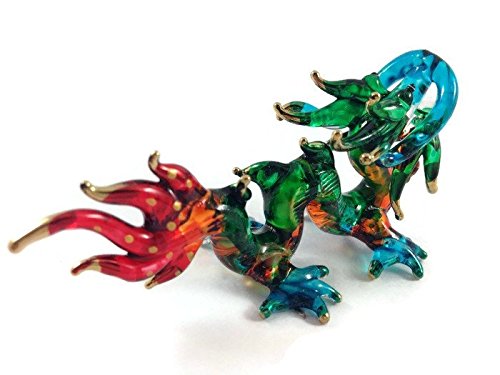 TINY CRYSTAL Dragon HAND BLOWN CLEAR GLASS ART Dragon FIGURINE ANIMALS COLLECTION GLASS BLOWN
