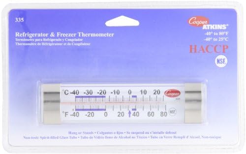 Cooper-Atkins 335-01-1 Commercial Refrigerator Thermometer Commercial Freezer Thermometer (Glass Tube Thermometer Commercial Grade Thermometer)