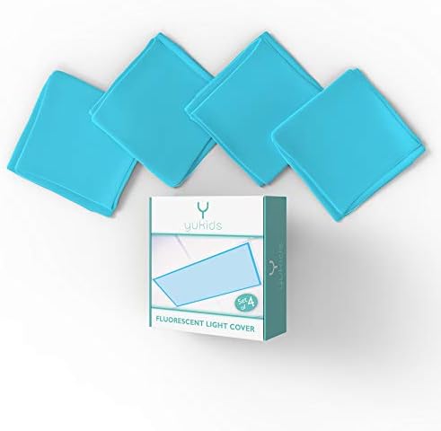 YUKIDS Fluorescent Mild Covers – Calm Blue Filter Set of 4 – for Classroom, Workplace, Hospital and House – Mild Diffuser to Shield Towards Blue Mild and Glare, Sensory Lighting for Faculty