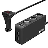 Car Charger Adapter,Otium 3-Socket Cigarette Lighter Splitter 12V/24V 120W DC Outlet Splitter with 6.5A 4-Port USB Car Charger and Power On/Off Switch for iPhone Samsung GPS Dashcam Radar Detector