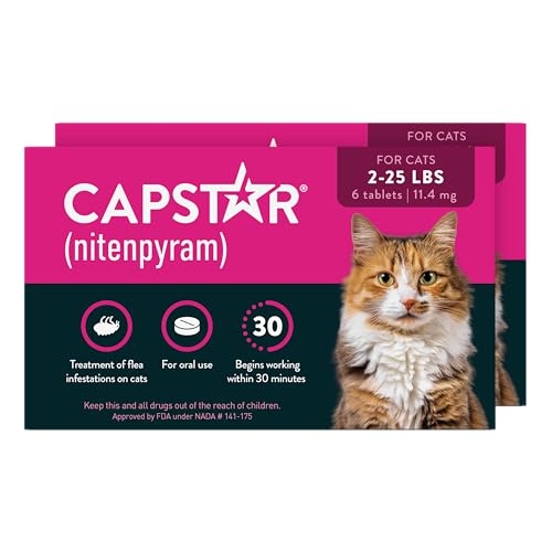 Capstar (nitenpyram) Cat Flea Treatment, Fast-Acting Oral Flea Treatment for Ca…