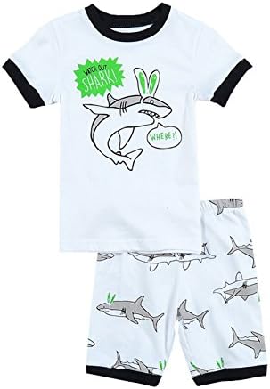 Tuzama Little Boys'Cool Shark Printed T-Shirts &amp; Shorts Pajama Set 6 Years