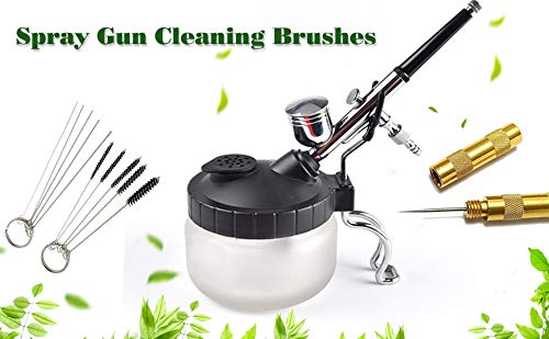 Fy-Light 4 Set Airbrush Cleaning kit Spray Gun Wash Cleaning Tool Kit Cleaner Set with Glass Pot, Stainless Steel Holder, Needle and Brush Accessories