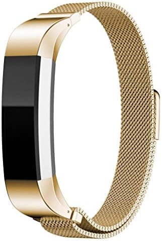 Windoson Fitbit Alta Wristband Magnetic Milanese Wrist Band Adjustable Stainless Replacement Accessories Bracelet for Fitbit Alta and Alta HR Watch (Gold)
