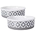 Bone Dry Paw Print Ceramic Pet Bowl, Lattice Collection, Large Set, 7.5x2.4