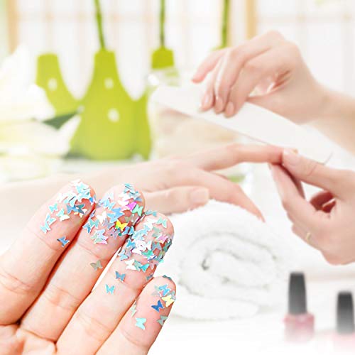 MAQUITA Holographic Nail Glitter Sequins and 2Boxes 24Colors/set Face Body Eye Hair Nail Art with Decoration Paillettes Butterfly Flake Chunky Glitters for Women Girls Festival DIY Crafting Great Gift