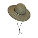 Brown Packable Cotton Fabric Sun Hat, Wide Circle Brim w/Chin Strap, UPF 50+