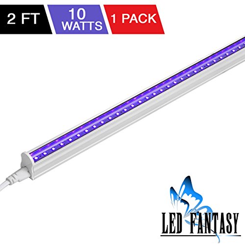LED FANTASY UV LED BlackLight bar 10w 2ft T5 Integrated Bulb Black Light Fixture For Blacklight Poster and Party Fun Atmosphere with Built-in ON/OFF Switch