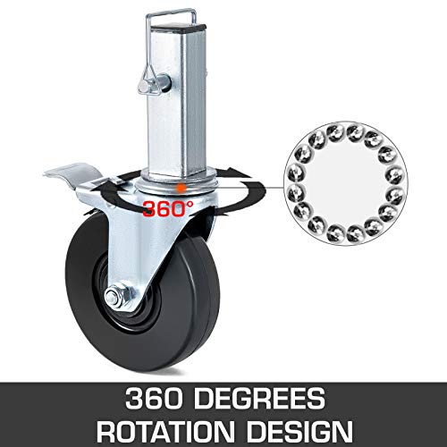 image for BestEquip 4 Pack 5Inch Scaffolding Rubber Swivel Caster Wheels with Du