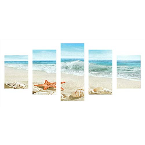 Mikilon 5D Diamond Painting by Numbers for Adults Full Drill Large 32x16 in Pack of 5 Home Wall Decor (Beach Sea Star Shell)