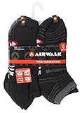 Airwalk Men's Half Cushion Low Cut Athletic Ankle Socks (6-Pair Pack) 10-13 Black