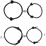 Milacolato Couple Magnetic Bracelet Set Mutual Attraction Rope Braided Charm Pendants Bracelet Couple Gift Jewelry Set for Women Men,