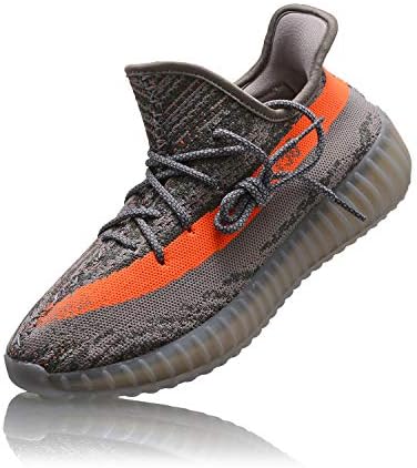Hoposport Sports Sneakers Mens Womens Gym Tennis Knit Road Running Shoes (US_8.5/in_10.2/EU_42, Gray Orange)