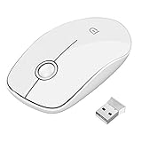 SROCKER V8 2.4GHz Wireless Ultra Thin Whisper Quiet Mouse Compact Soundless Mice without Laser Light DPI 1500 for PC and Mac(White)
